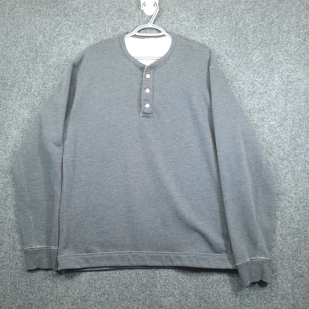 Abercrombie & Fitch Henley Sweatshirt Relaxed XL Gray Mens Long Sleeve Fleece